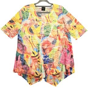 I-Noah Womens L Abstract Art Graphic Print Sharkbite Hem T-Shirt Wearable‎ Art